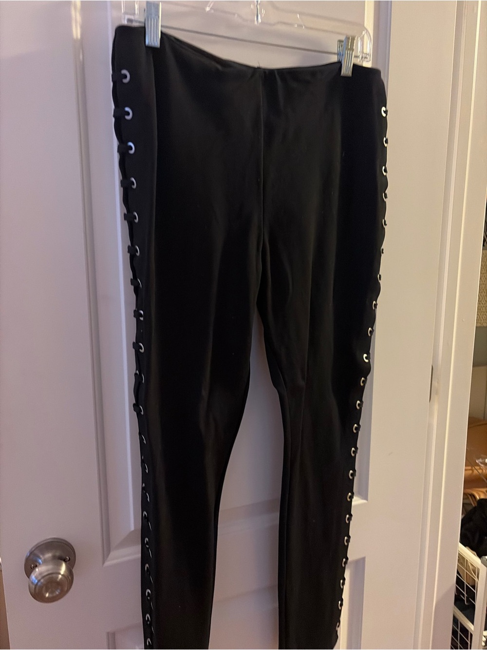 Lysse Black Skinny Lace-Up Side Leggings